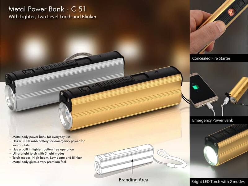 Metal Power bank with Lighter, two level Torch and blinker Metal Power bank with Lighter, two level Torch and blinker