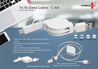 Yo Yo 3 In 1 Data & Charging Cable (With Usb C Type Port)