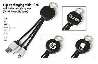 Clip-on charging cable