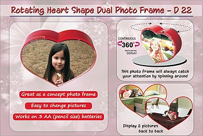 Rotating heart shape dual photo frame