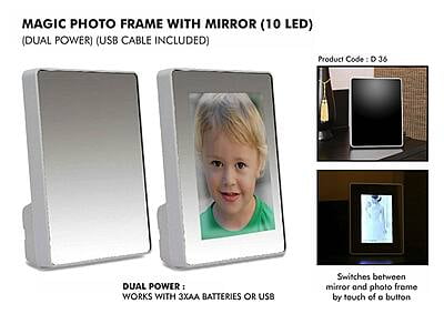 Magic Photo Frame With Mirror (10 Led) (Dual Power) (Usb Cable Included)