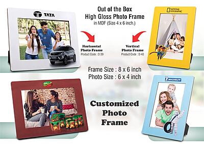 Out Of The Box High Gloss Photo Frame In Mdf | With Customized Frame & Insert | Photo Size 4X6 Inch | Horizontal | Moq 100 Pcs