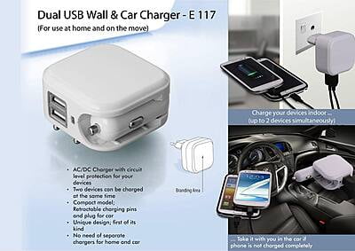 Wall And Car Charger- Dual Usb