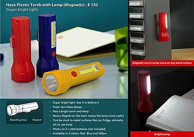 Hexa plastic torch with lamp
