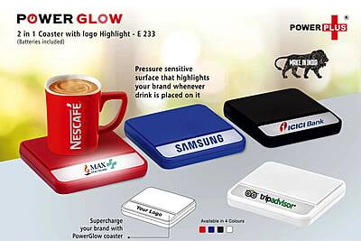 Power Glow Coaster With Logo Highlight (Batteries Included)