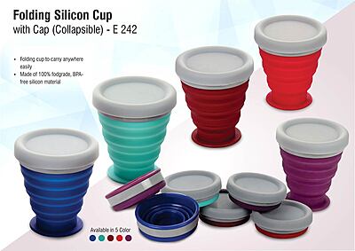 Folding silicon cup with cap