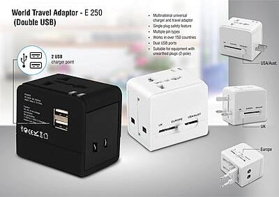 World Travel Adaptor With Double USB