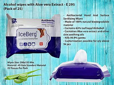 Pack Of 25 Alcohol Wipes With Aloe Vera Extract | For Cleansing, Sanitizing, Moisturizing | Biodegradable Wipes