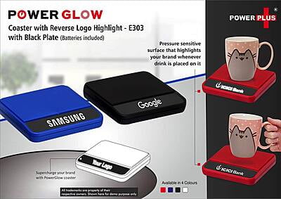 Powerglow Coaster With Reverse Logo Highlight | With Black Plate (Batteries Included)