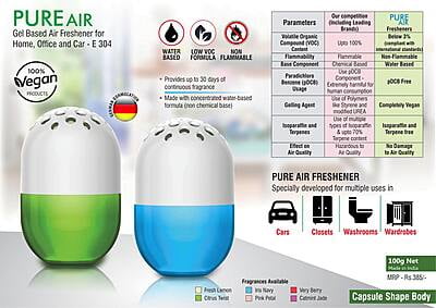 Pure Air: Gel Based Air Freshener For Home, Office And Car | Capsule Shape | Net 100 Grams