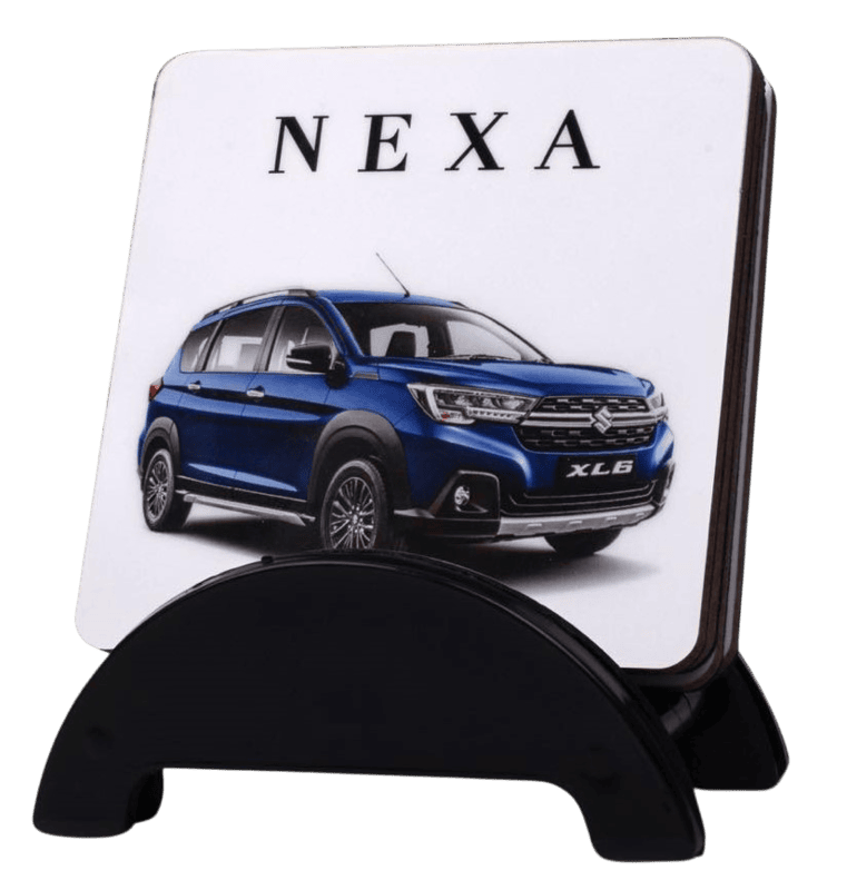 Brando Square: Set of 4 Square Wooden coasters with Stand Brando Square: Set of 4 Square Wooden coasters with Stand