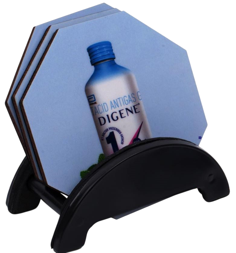 Brando Hex: Set of 4 Hexagon Wooden coasters with Stand Brando Hex: Set of 4 Hexagon Wooden coasters with Stand