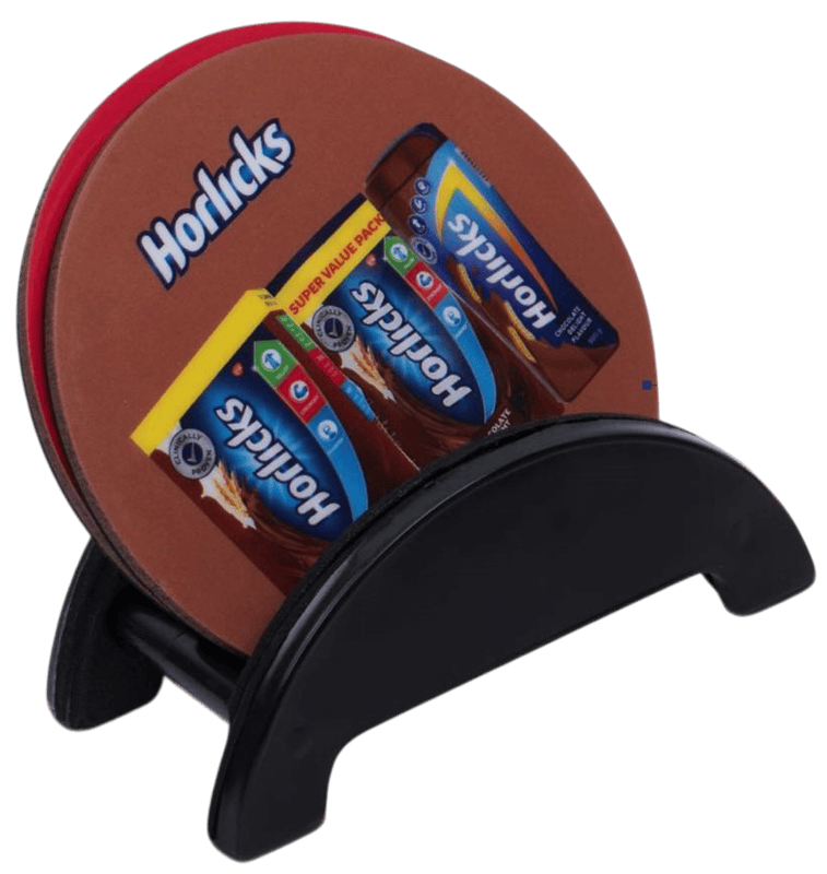 Brando Round: Set of 4 Round Wooden coasters with Stand Brando Round: Set of 4 Round Wooden coasters with Stand