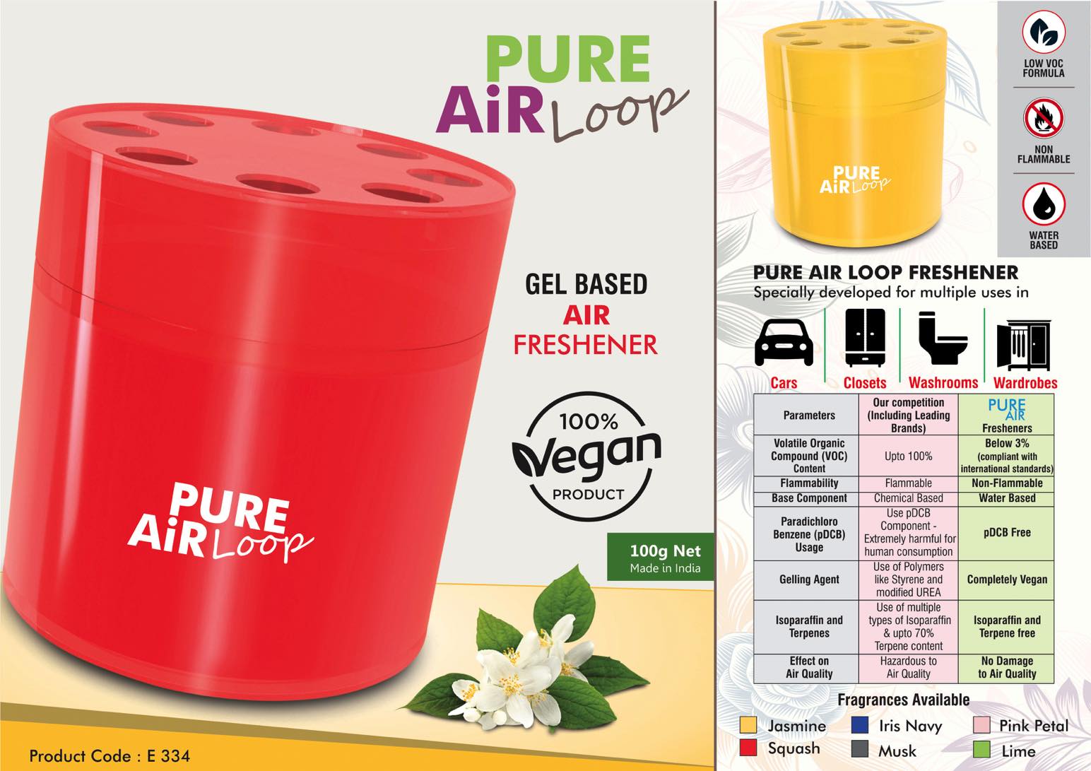 Pure Air Loop: Gel Based Room Freshener For Home, Office And Car | Net 100 Grams