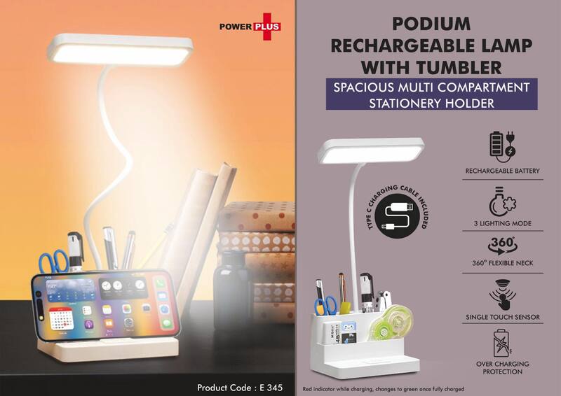Podium: Rechargeable Lamp with Tumbler Podium: Rechargeable Lamp with Tumbler