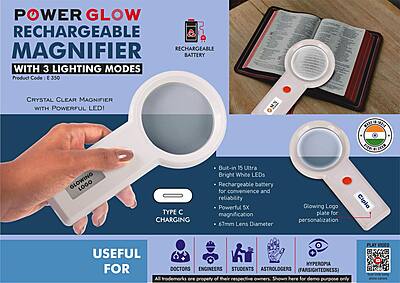 PowerGlow Rechargeable Magnifier with 3 lighting modes
