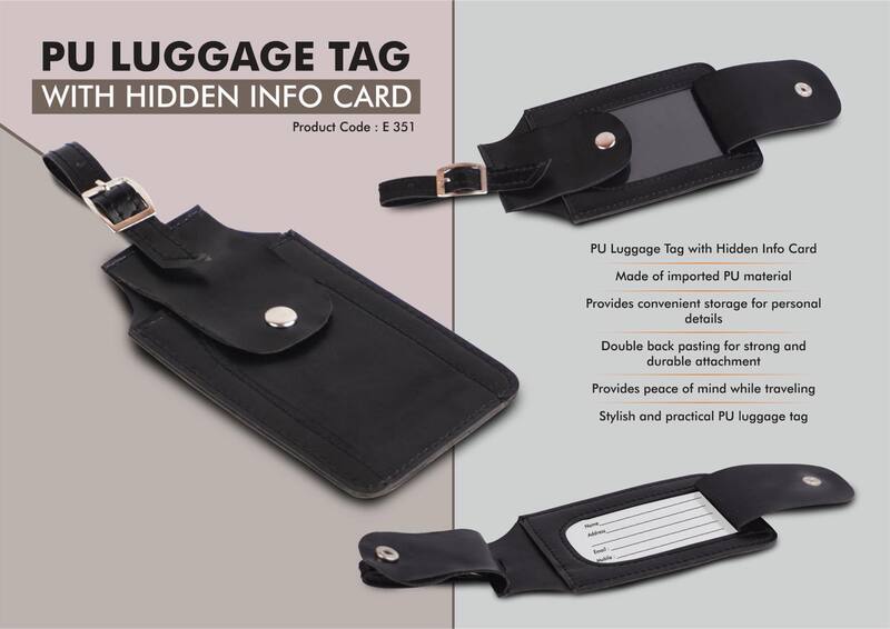 PU Luggage Tag with Hidden Info Card PU Luggage Tag with Hidden Info Card