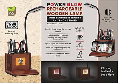 PowerGlow Wooden 3 step Dimmer Lamp