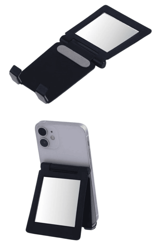 Mini metal folding mobile and tablet stand with Mirror