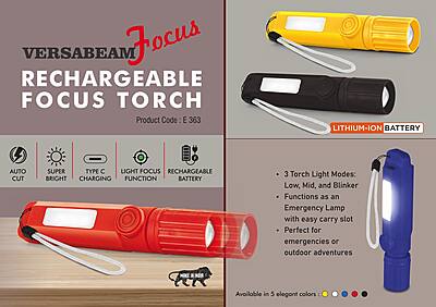 VersaBeam Focus: Rechargeable Focus Torch with 2 Light modes