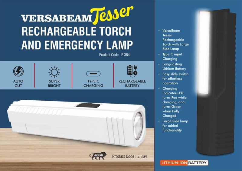 VersaBeam Tesser: Rechargeable Torch with Emergency Lamp | Type C Charging VersaBeam Tesser: Rechargeable Torch with Emergency Lamp | Type C Charging