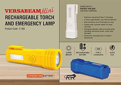 VersaBeam Mini: Rechargeable Torch with 2 Light modes, Blinker and Emergency Lamp