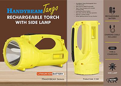 HandyBeam Tango: Rechargeable Torch with Side Lamp | Charging Cable included