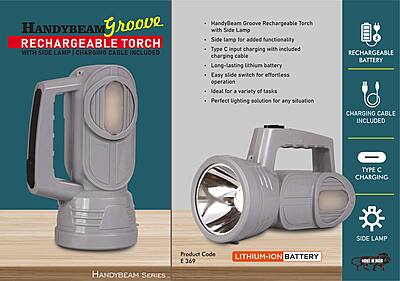 HandyBeam Groove: Rechargeable Torch with Side Lamp