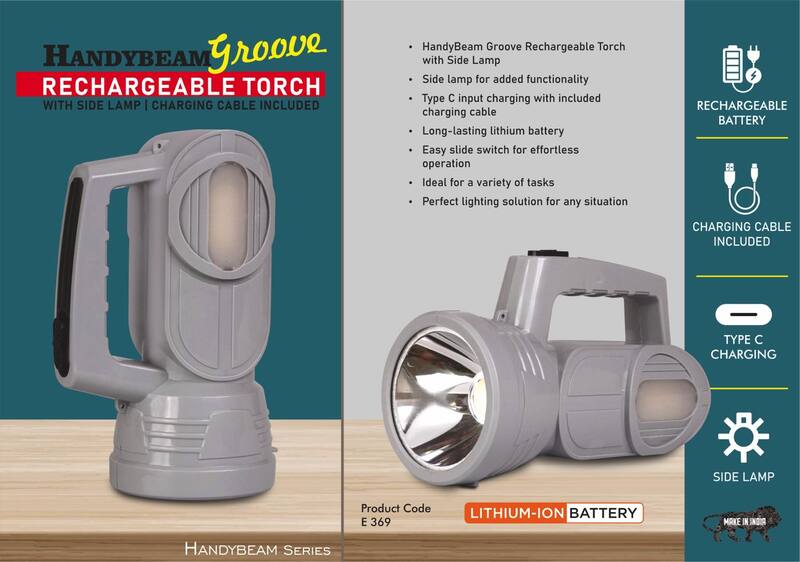 HandyBeam Groove: Rechargeable Torch with Side Lamp HandyBeam Groove: Rechargeable Torch with Side Lamp