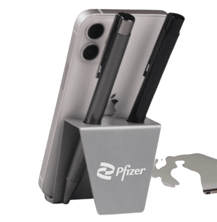 Mini phone stand with double pen holder Mini phone stand with double pen holder