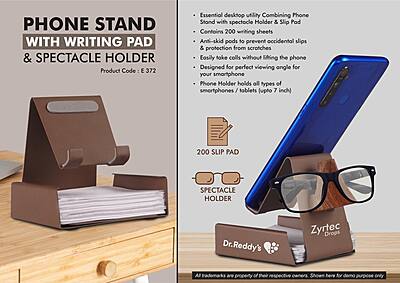 Metal Phone stand with Writing pad & Spectacle holder