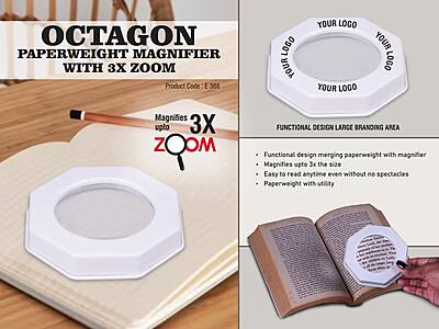 Octagon Paperweight magnifier with 3X Zoom