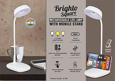 Brighto Square: Rechargeable LED Lamp with Mobile stand