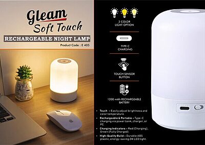 Gleam: Soft touch Rechargeable Night Lamp