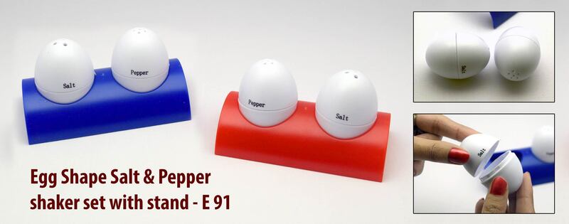Egg shaped salt & pepper shaker set with stand Egg shaped salt & pepper shaker set with stand