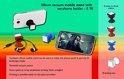 Silicon vacuum mobile stand with earphone holder
