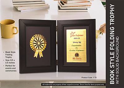 Book Style Folding Trophy with Award Motif