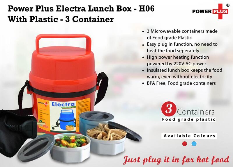 Power Plus Electra Lunch Box Plastic- 3 Container Power Plus Electra Lunch Box Plastic- 3 Container