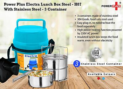 Power Plus Electra Lunch Box Steel – 3 Container
