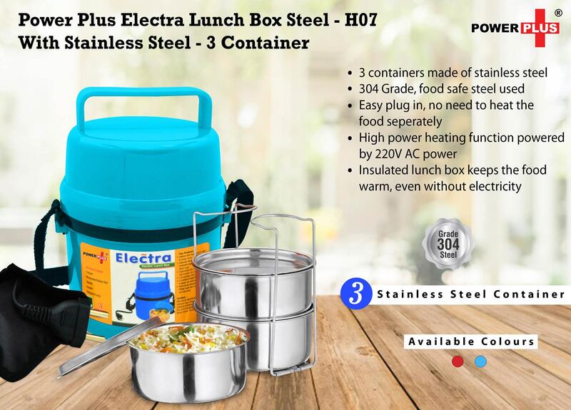 Power Plus Electra Lunch Box Steel – 3 Container Power Plus Electra Lunch Box Steel – 3 Container