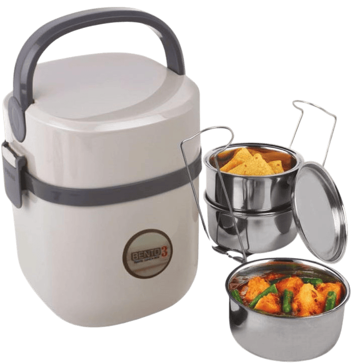 Bento Travel Lunch box with 3 Steel containers & Lifter Bento Travel Lunch box with 3 Steel containers & Lifter
