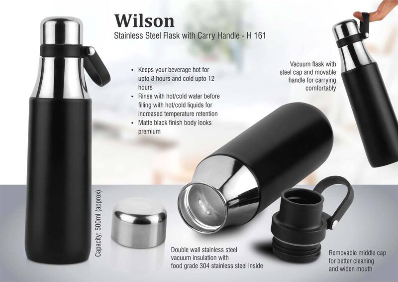 Wilson: Stainless steel flask with carry handle Wilson: Stainless steel flask with carry handle