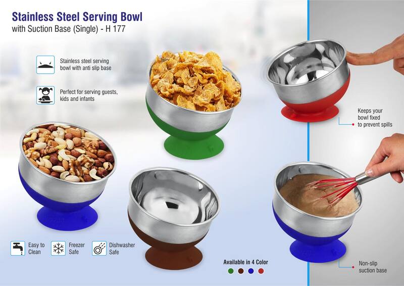 Stainless steel Serving bowl with suction base Stainless steel Serving bowl with suction base