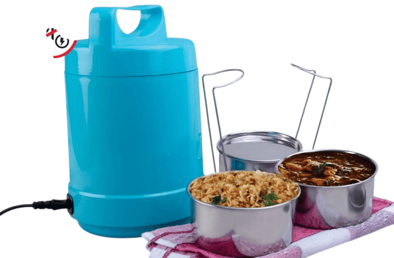 Electro Steel: 3 container electric steel lunch box with Auto cut function Electro Steel: 3 container electric steel lunch box with Auto cut function