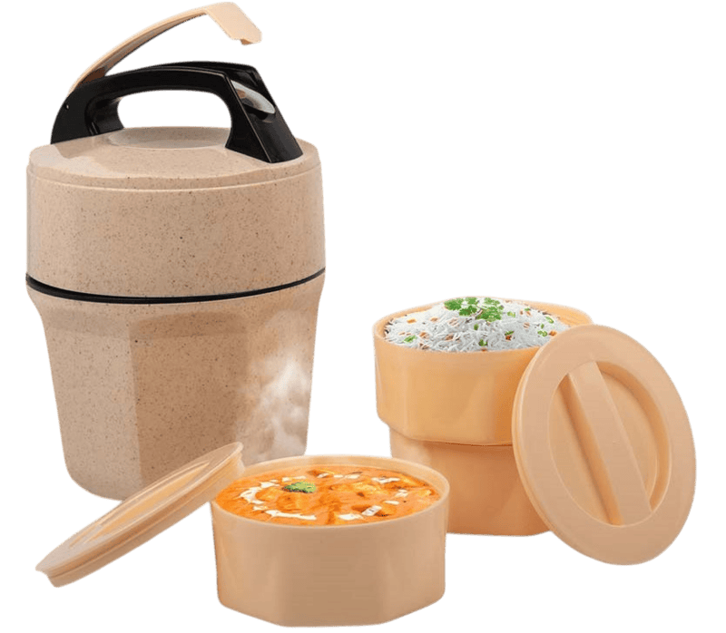 Octomeal Eco: 3 Plastic container lunch box with spoon Octomeal Eco: 3 Plastic container lunch box with spoon