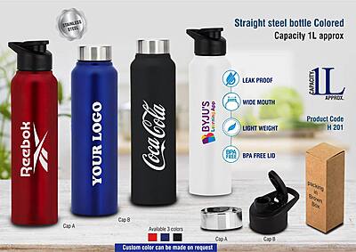 Straight steel single wall bottle Colored