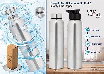 Straight steel single wall bottle Natural