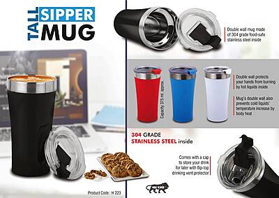 Tall Sipper mug | 304 grade Stainless steel inside