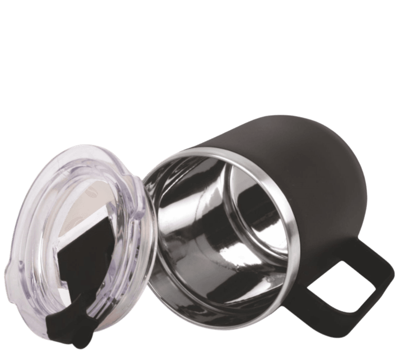 Oscar: Stainless Steel coffee mug with handle Oscar: Stainless Steel coffee mug with handle
