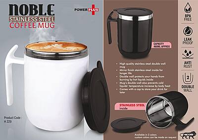 Noble: Stainless Steel Double wall Coffee mug with Pointy handle